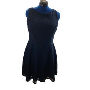 SPEECHLESS, Women’s Blue Lace,XL party dress, sleeveless, fit&flare,knee length